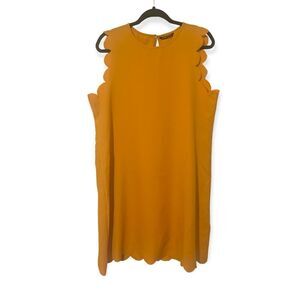 SHEIN SCALLOPED hem Mustard Yellow Sleeveless Dress Size XL
